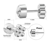 Colorful CZ Flower Stud Earrings For Women Stainless Steel Ear Jewelry