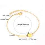 Baby Girl Strawberry & Round CZ Chains Bracelets Stainless Steel Bangles
