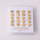 Stainless Steel Earrings Set 10 Pairs Small Flower Cross Star Jewelry