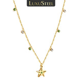 Green Crystal Stars Pendant Necklace for Women, Chok
