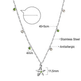 Green Crystal Stars Pendant Necklace for Women, Chok