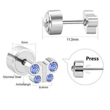 CZ Butterfly Earrings For Girls Baby Silver Stainless Steel Crystal