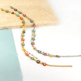 Double Chain Daisy Flower Charm Anklet Stainless Steel Beach Accessory