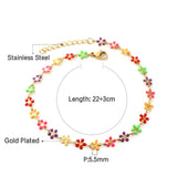 Double Chain Daisy Flower Charm Anklet Stainless Steel Beach Accessory