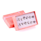 6 Pairs Women/Girl Stud Earring Sets - Letter/Star/Hand/Animals Shape