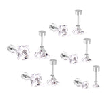 Stainless Steel CZ Square Earrings Set for Women