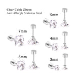 Stainless Steel CZ Square Earrings Set for Women