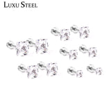 Stainless Steel CZ Square Earrings Set for Women