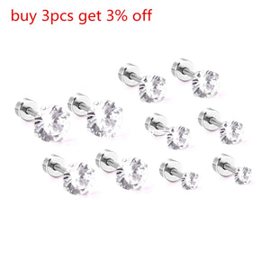 Stainless Steel CZ Square Earrings Set for Women