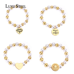 Stainless Steel Beaded Mama Bracelet Gift for Mom