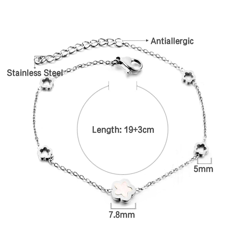 Shell Charm Bracelet Hollow Flower Chain Stainless Steel Jewelry