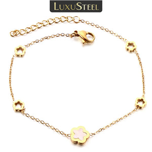 Shell Charm Bracelet Hollow Flower Chain Stainless Steel Jewelry
