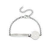 Heart Beaded Charm Bracelet Silver Stainless Steel Cuban Chain Wristband
