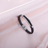 Leather Bracelet Men Stainless Steel Metal Buckle Retro Bangles