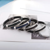 Leather Bracelet Men Stainless Steel Metal Buckle Retro Bangles
