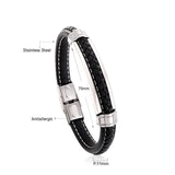 Leather Bracelet Men Stainless Steel Metal Buckle Retro Bangles