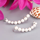 Stainless Steel Imitate Pearl Earring Crystal Ear Cuff Earrings