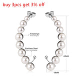 Stainless Steel Imitate Pearl Earring Crystal Ear Cuff Earrings