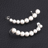 Stainless Steel Imitate Pearl Earring Crystal Ear Cuff Earrings