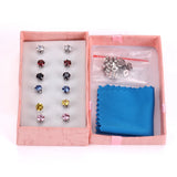 6Pairs Stainless Steel Stud Earrings Sets Colorful Zirconia Earring for Women