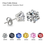 6Pairs Stainless Steel Stud Earrings Sets Colorful Zirconia Earring for Women
