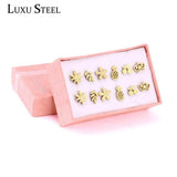 Stainless Steel Plant Shape Earring Sets Wedding Jewelry Accessories