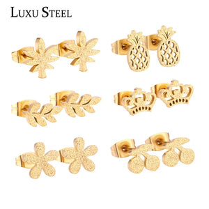 Stainless Steel Plant Shape Earring Sets Wedding Jewelry Accessories