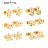 Stainless Steel Plant Shape Earring Sets Wedding Jewelry Accessories
