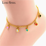 Colorful Crystal Pendant Chain Anklet for Women/Girl