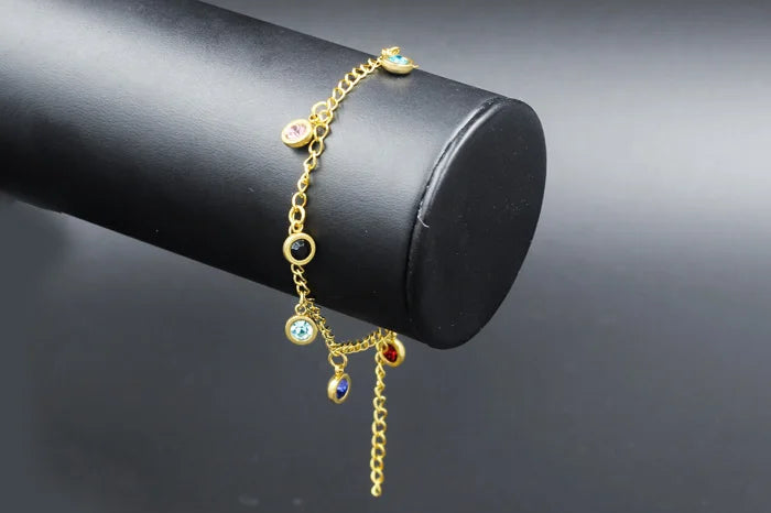 Colorful Crystal Pendant Chain Anklet for Women/Girl
