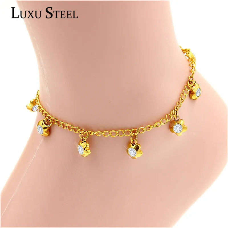 Colorful Crystal Pendant Chain Anklet for Women/Girl