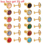 Colorful Stone Screw Stud Earring Jewelry Female Bijoux 10mm