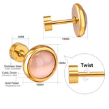 Colorful Stone Screw Stud Earring Jewelry Female Bijoux 10mm