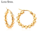 Beaded Hoop Earrings Women Stainless Steel Aretes