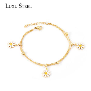 Sweet Petal Chain Bracelet Stainless Steel Double Chains