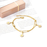 Sweet Petal Chain Bracelet Stainless Steel Double Chains