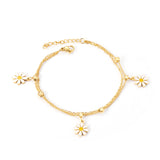 Sweet Petal Chain Bracelet Stainless Steel Double Chains