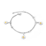 Sweet Petal Chain Bracelet Stainless Steel Double Chains