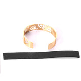 Leather Metal Cuff Bangles Women Men Stainless Steel Rose Stripe Bracelet