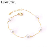 Stainless Steel Pearl Chain Bracelet for Women