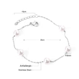 Stainless Steel Pearl Chain Bracelet for Women