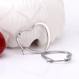 Heart Hoop Earrings Women 25mm 30mm 35mm Stainless Steel Jewelry