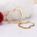 Heart Hoop Earrings Women 25mm 30mm 35mm Stainless Steel Jewelry
