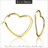 Heart Hoop Earrings Women 25mm 30mm 35mm Stainless Steel Jewelry