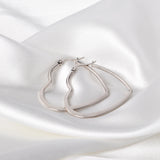 Heart Hoop Earrings Women 25mm 30mm 35mm Stainless Steel Jewelry