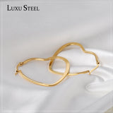 Heart Hoop Earrings Women 25mm 30mm 35mm Stainless Steel Jewelry