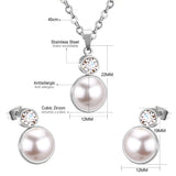 Heart Charm Pearl Pendant Set Stainless Steel