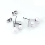 Music Note Pearl Stud Earrings Stainless Steel Jewelry Gift