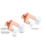 Music Note Pearl Stud Earrings Stainless Steel Jewelry Gift