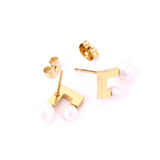 Music Note Pearl Stud Earrings Stainless Steel Jewelry Gift